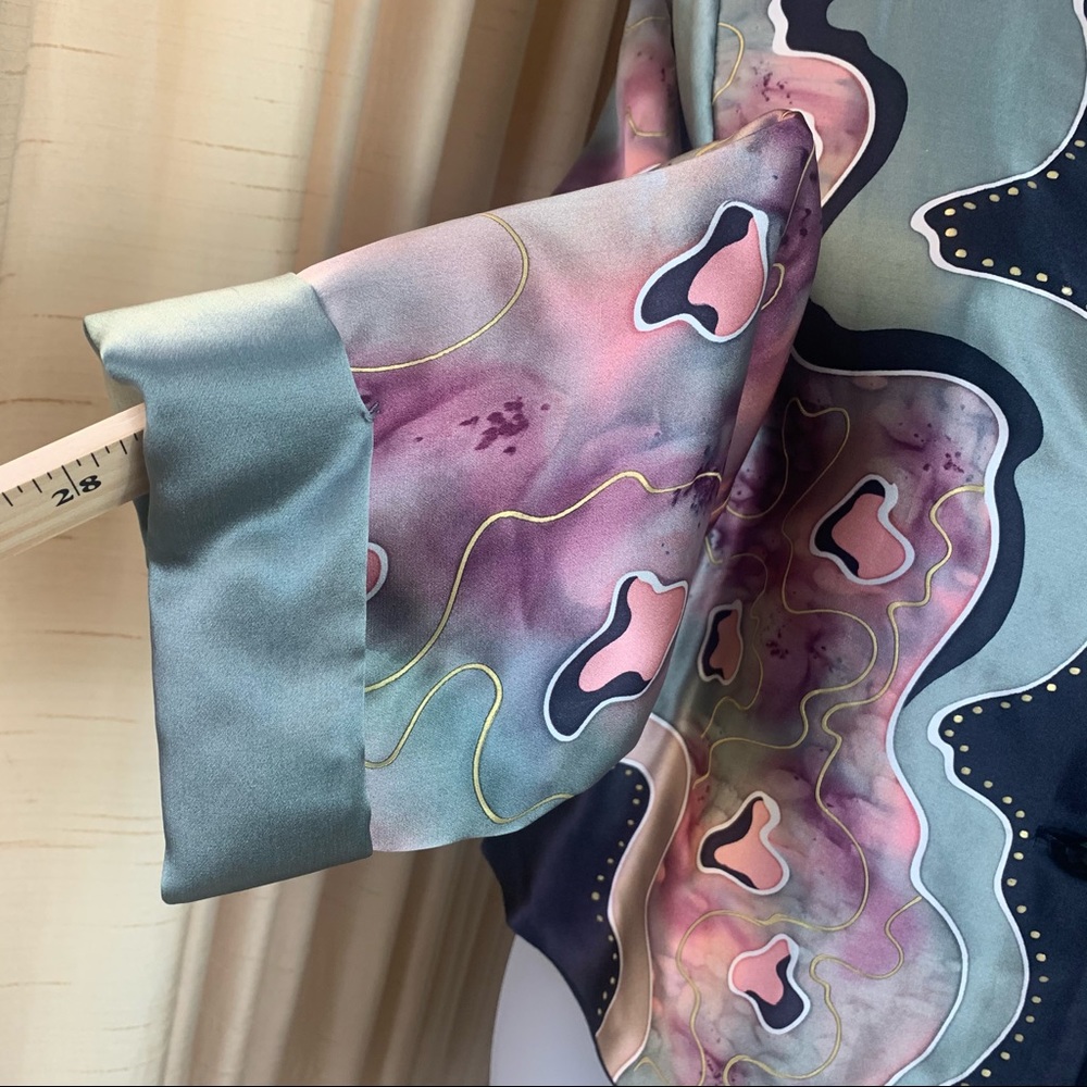 Louise Blumberg Silk Watercolor Art Blazer Jacket - Picture 6 of 13